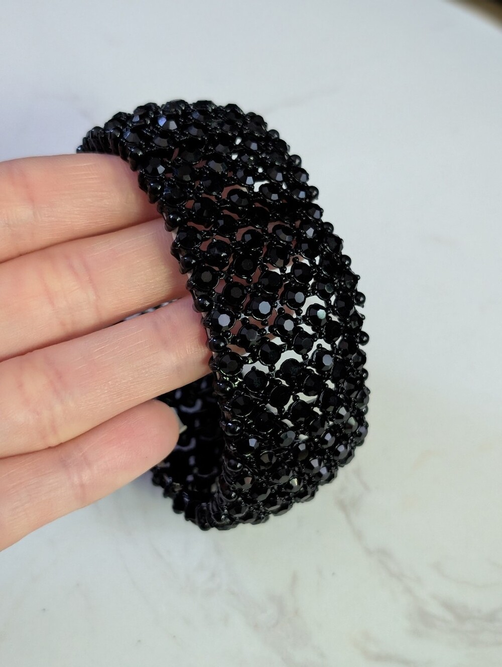 Stretchy Black Diamond Bracelet Chunky Bracelet